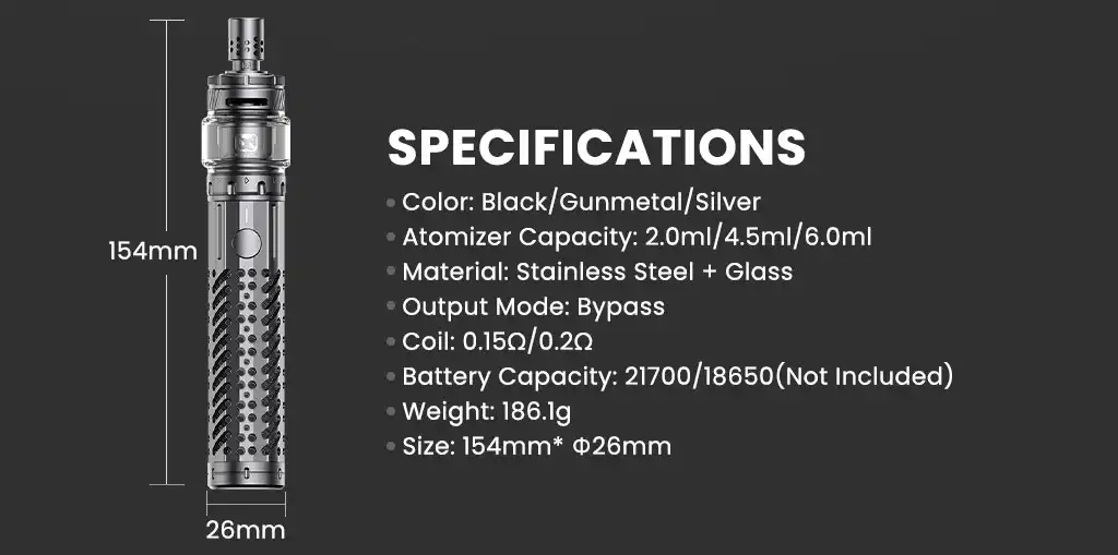 BD Vape Blaster Vape Kit Specifications