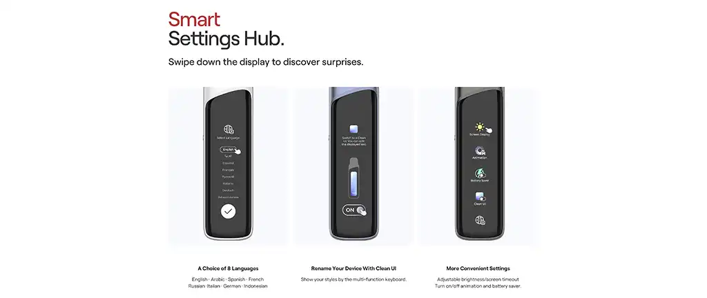 Uwell Caliburn G4 Pro Touch Screen Smart Settings Hub